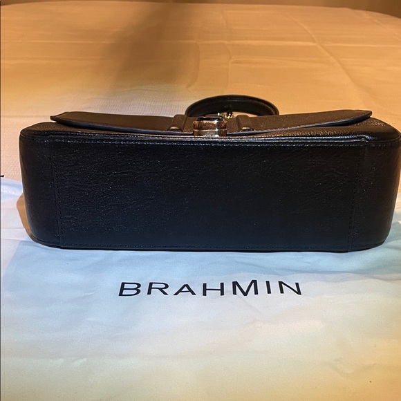 Brahmin Rosalie Black Gryphon Leather Shoulder Bag with Gold Chain - Picture 14 of 16